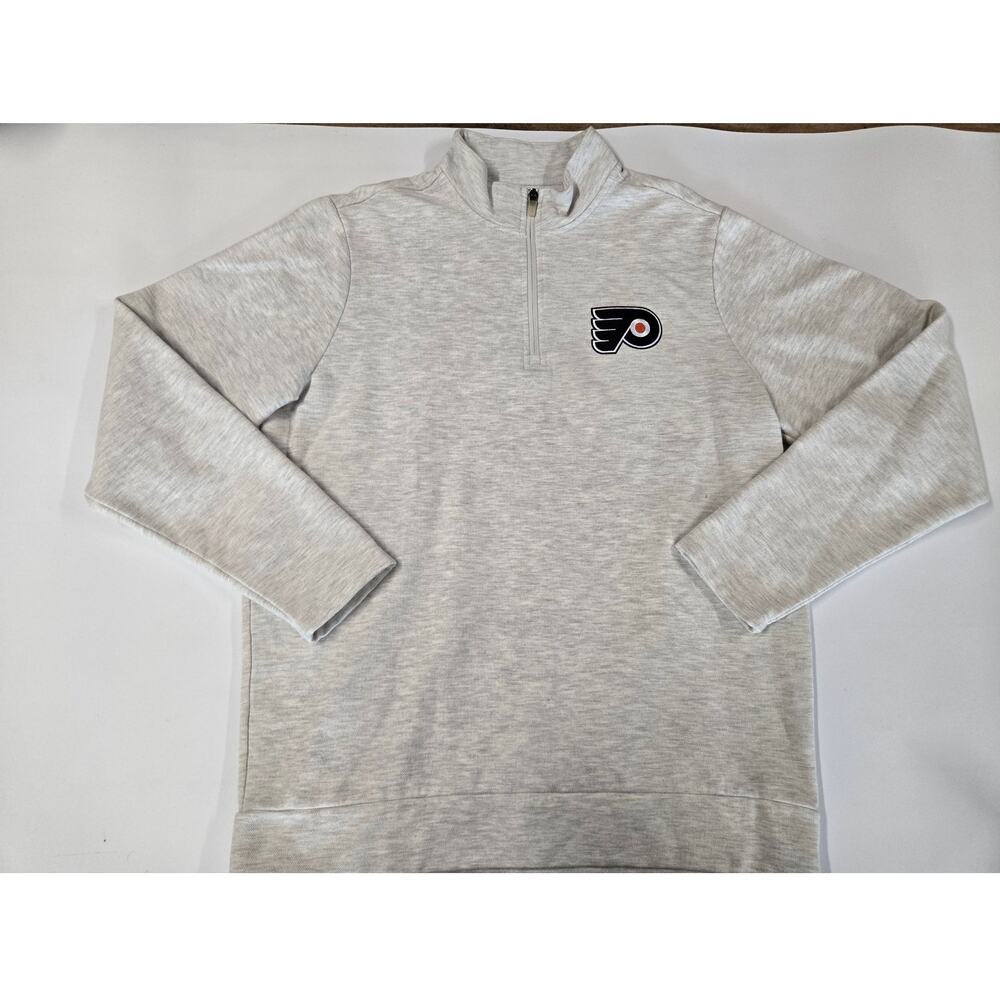 Antigua Philadelphia Flyers Quarter Zip Pullover Mens Large Gray